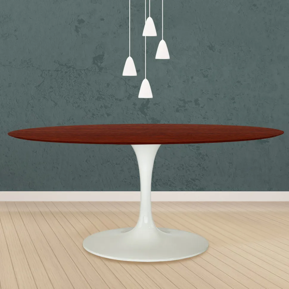 Tavolo Tulip Eero Saarinen H 74 Ovale in Rovere Tinto Palissandro Made in Italy - Scarlet