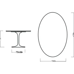 Tavolo Tulip Eero Saarinen H 74 Ovale in Rovere Tinto Palissandro Made in Italy - Scarlet