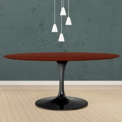 Tavolo Tulip Eero Saarinen H 74 Ovale in Rovere Tinto Palissandro Made in Italy - Scarlet