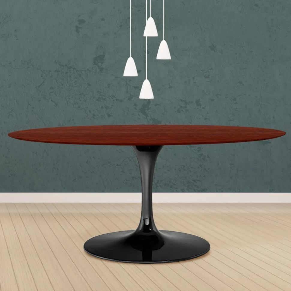 Tavolo Tulip Eero Saarinen H 74 Ovale in Rovere Tinto Palissandro Made in Italy - Scarlet