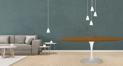 Tavolo Tulip Eero Saarinen H 74 Ovale in Rovere Tinto Noce Chiaro Made in Italy - Scarlet