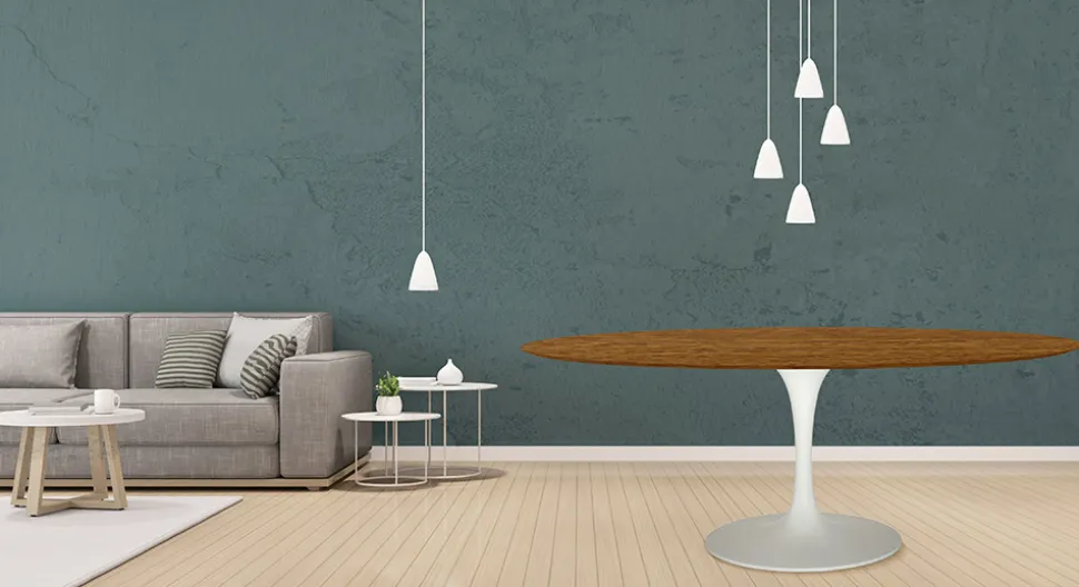 Tavolo Tulip Eero Saarinen H 74 Ovale in Rovere Tinto Noce Chiaro Made in Italy - Scarlet