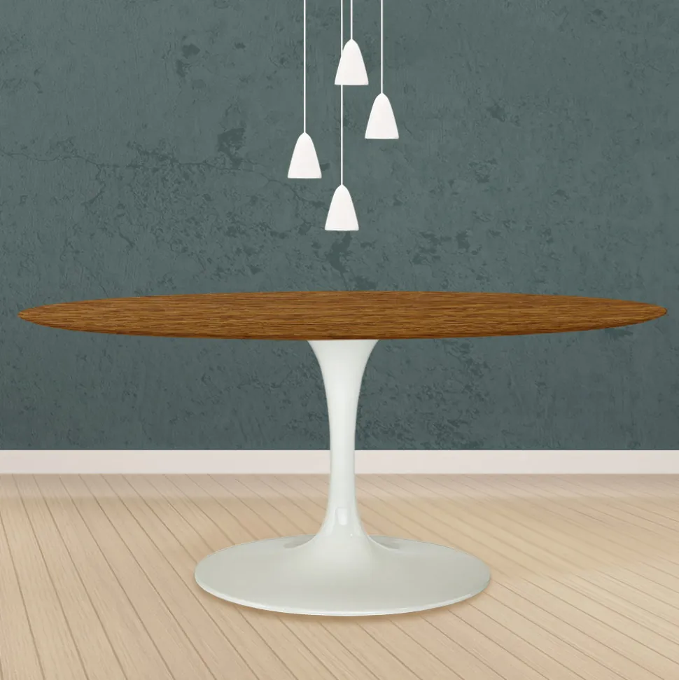 Tavolo Tulip Eero Saarinen H 74 Ovale in Rovere Tinto Noce Chiaro Made in Italy - Scarlet