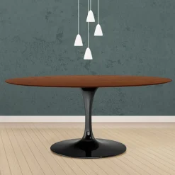 Tavolo Tulip Eero Saarinen H 74 Ovale in Rovere Tinto Noce Scuro Made in Italy - Scarlet