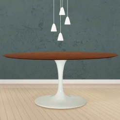 Tavolo Tulip Eero Saarinen H 74 Ovale in Rovere Tinto Noce Scuro Made in Italy - Scarlet