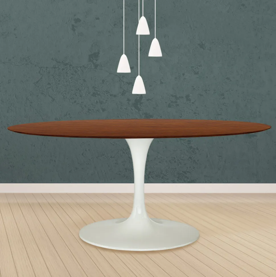 Tavolo Tulip Eero Saarinen H 74 Ovale in Rovere Tinto Noce Scuro Made in Italy - Scarlet