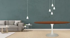 Tavolo Tulip Eero Saarinen H 74 Ovale in Rovere Tinto Noce Scuro Made in Italy - Scarlet