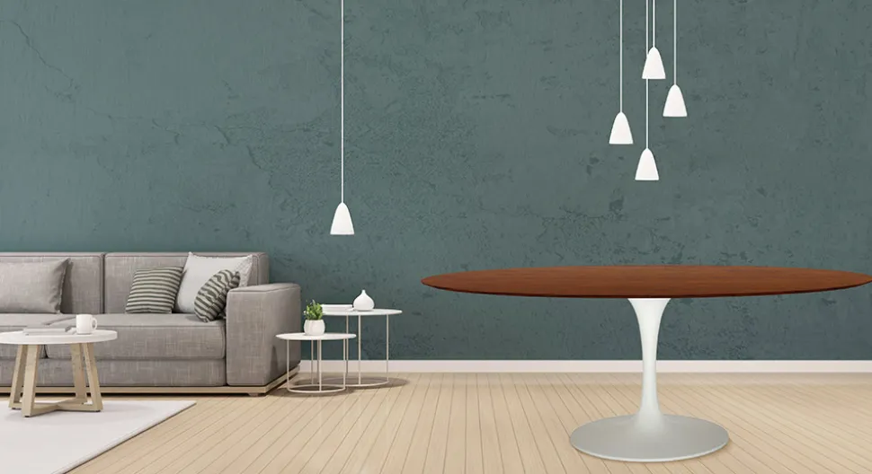 Tavolo Tulip Eero Saarinen H 74 Ovale in Rovere Tinto Noce Scuro Made in Italy - Scarlet