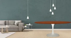 Tavolo Tulip Eero Saarinen H 74 Ovale in Rovere Tinto Ciliegio Made in Italy - Scarlet
