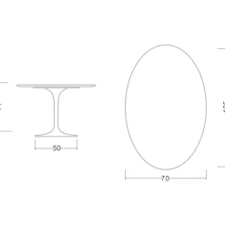 Tavolo Tulip Eero Saarinen H 74 Ovale in Ceramica Rem Made in Italy - Scarlet