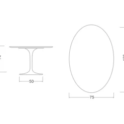 Tavolo Tulip Eero Saarinen H 74 Ovale in Ceramica Rem Made in Italy - Scarlet