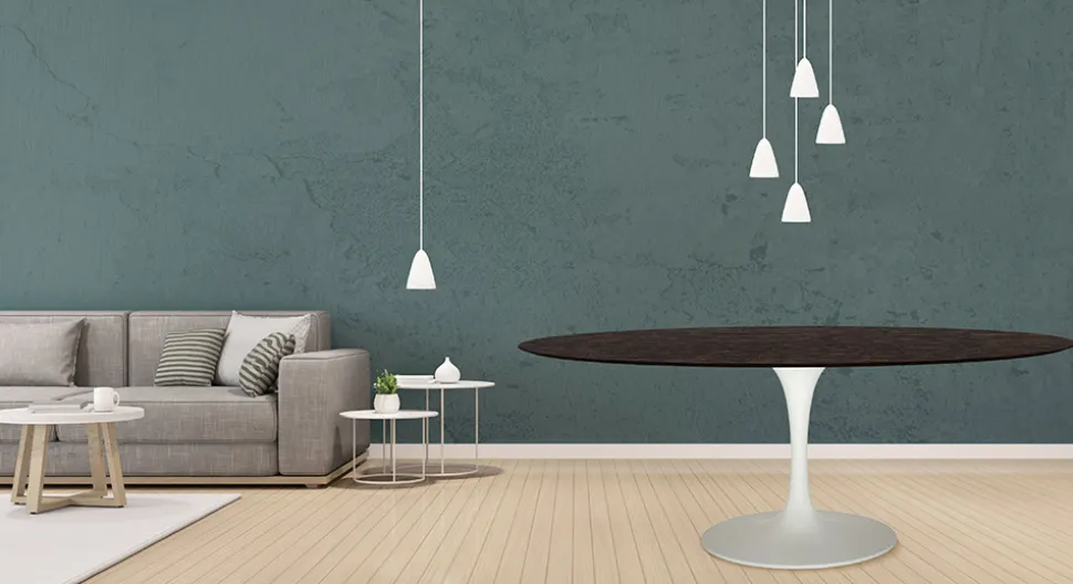 Tavolo Tulip Eero Saarinen H 74 Ovale in Rovere Tinto Moka Made in Italy - Scarlet