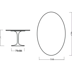 Tavolo Tulip Eero Saarinen H 74 Ovale in Rovere Tinto Moka Made in Italy - Scarlet