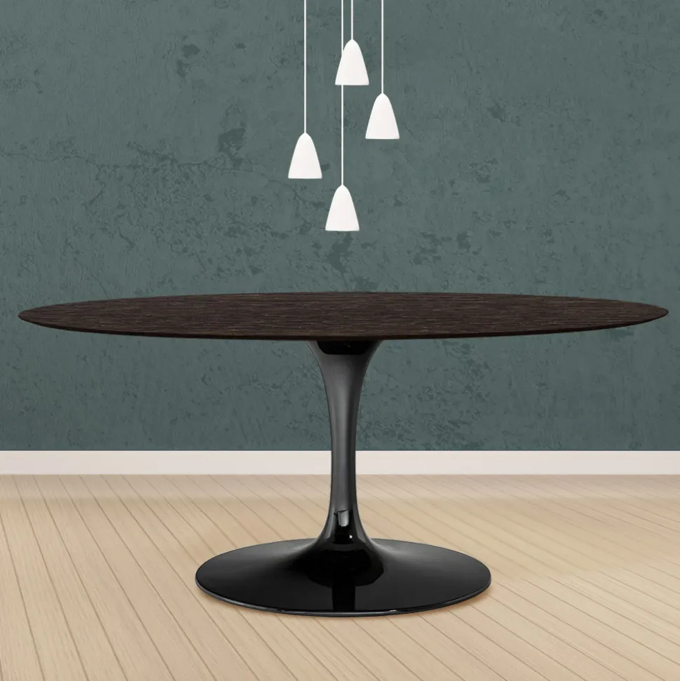 Tavolo Tulip Eero Saarinen H 74 Ovale in Rovere Tinto Moka Made in Italy - Scarlet