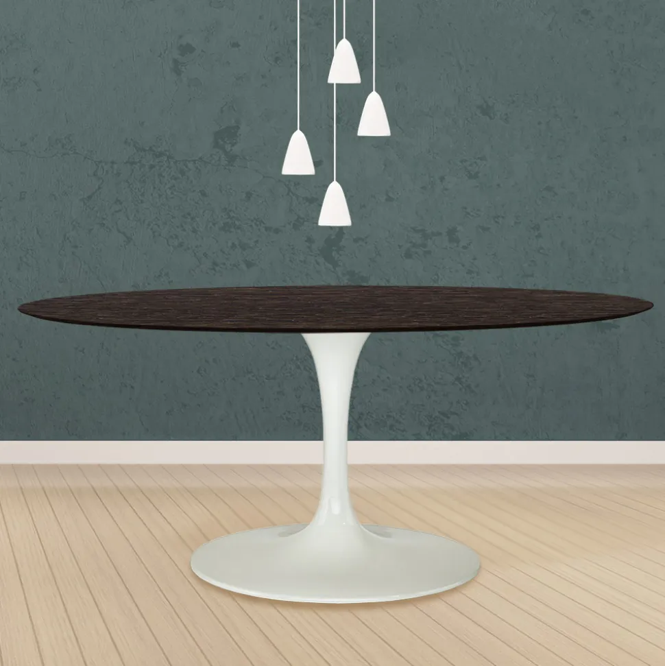 Tavolo Tulip Eero Saarinen H 74 Ovale in Rovere Tinto Moka Made in Italy - Scarlet