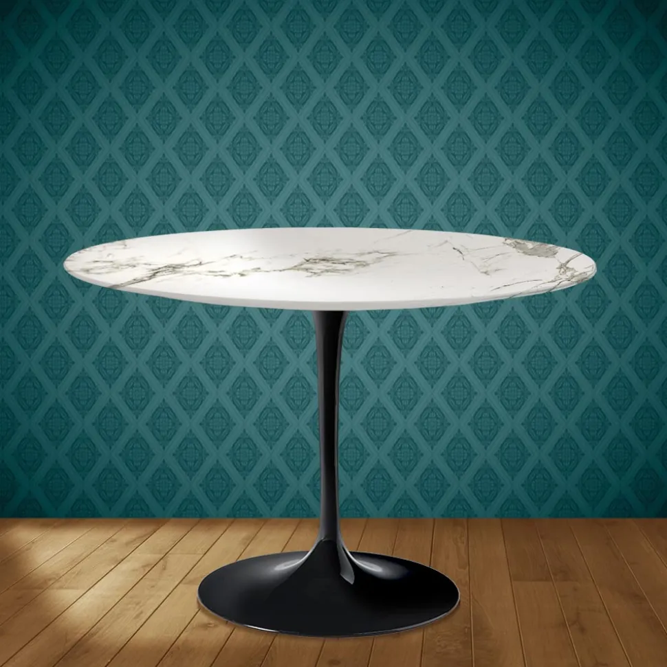 Tavolo Tulip Eero Saarinen H 74 Rotondo in Ceramica Aura 22 Made in Italy - Scarlet