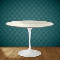 Tavolo Tulip Eero Saarinen H 74 Rotondo in Ceramica Marmorio Made in Italy - Scarlet