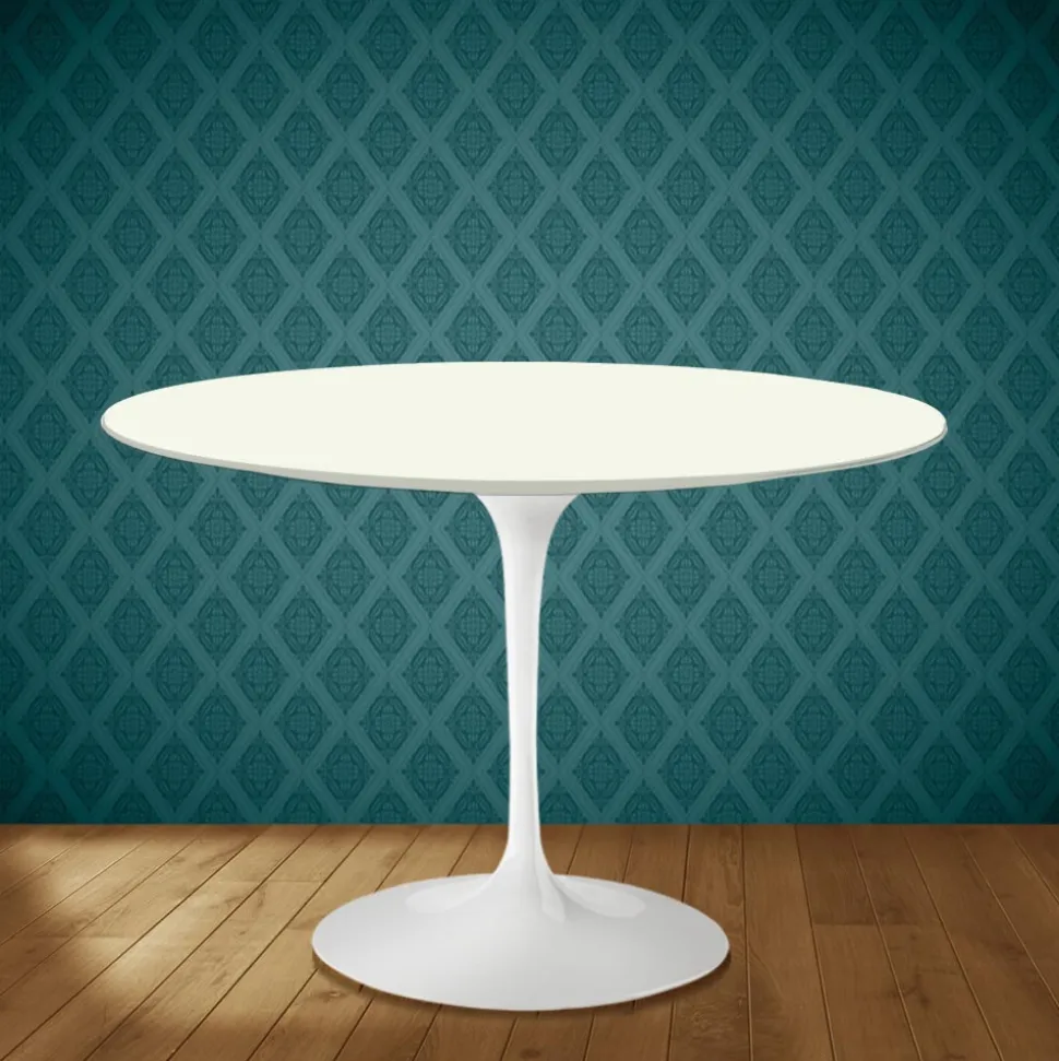 Tavolo Tulip Eero Saarinen H 74 Rotondo in Ceramica Moonè Made in Italy - Scarlet