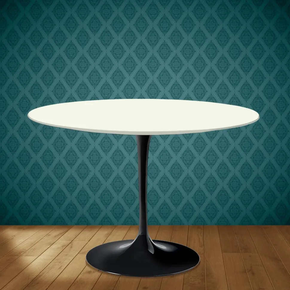Tavolo Tulip Eero Saarinen H 74 Rotondo in Ceramica Moonè Made in Italy - Scarlet