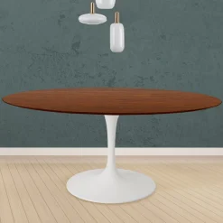 Tavolo Tulip Eero Saarinen H 74 Rotondo in Rovere Tinto Noce Scuro Made in Italy - Scarlet