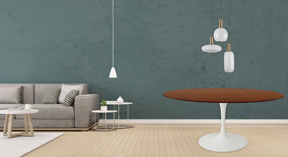 Tavolo Tulip Eero Saarinen H 74 Rotondo in Rovere Tinto Noce Scuro Made in Italy - Scarlet