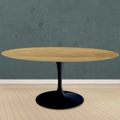 Tavolo Tulip Eero Saarinen H 74 Rotondo in Rovere Naturale Made in Italy - Scarlet
