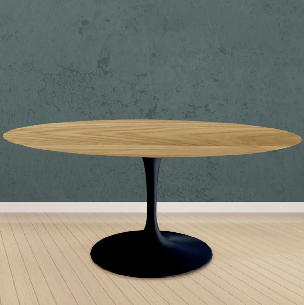 Tavolo Tulip Eero Saarinen H 74 Rotondo in Rovere Naturale Made in Italy - Scarlet
