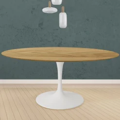 Tavolo Tulip Eero Saarinen H 74 Rotondo in Rovere Naturale Made in Italy - Scarlet