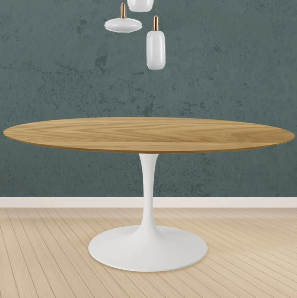 Tavolo Tulip Eero Saarinen H 74 Rotondo in Rovere Naturale Made in Italy - Scarlet