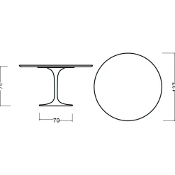 Tavolo Tulip Eero Saarinen H 74 Rotondo in Rovere Naturale Made in Italy - Scarlet