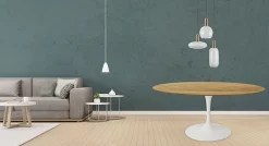 Tavolo Tulip Eero Saarinen H 74 Rotondo in Rovere Naturale Made in Italy - Scarlet