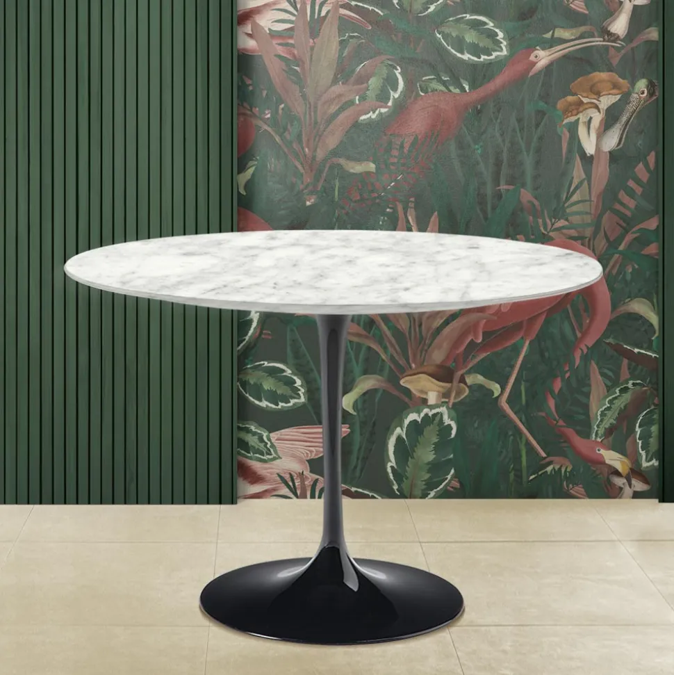 Tavolo Tulip Eero Saarinen H 74 Rotondo con Piano in Marmo di Carrara Made in Italy - Scarlet