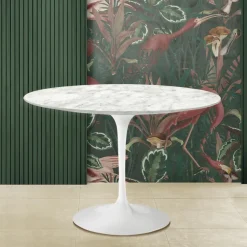Tavolo Tulip Eero Saarinen H 74 Rotondo con Piano in Marmo di Carrara Made in Italy - Scarlet