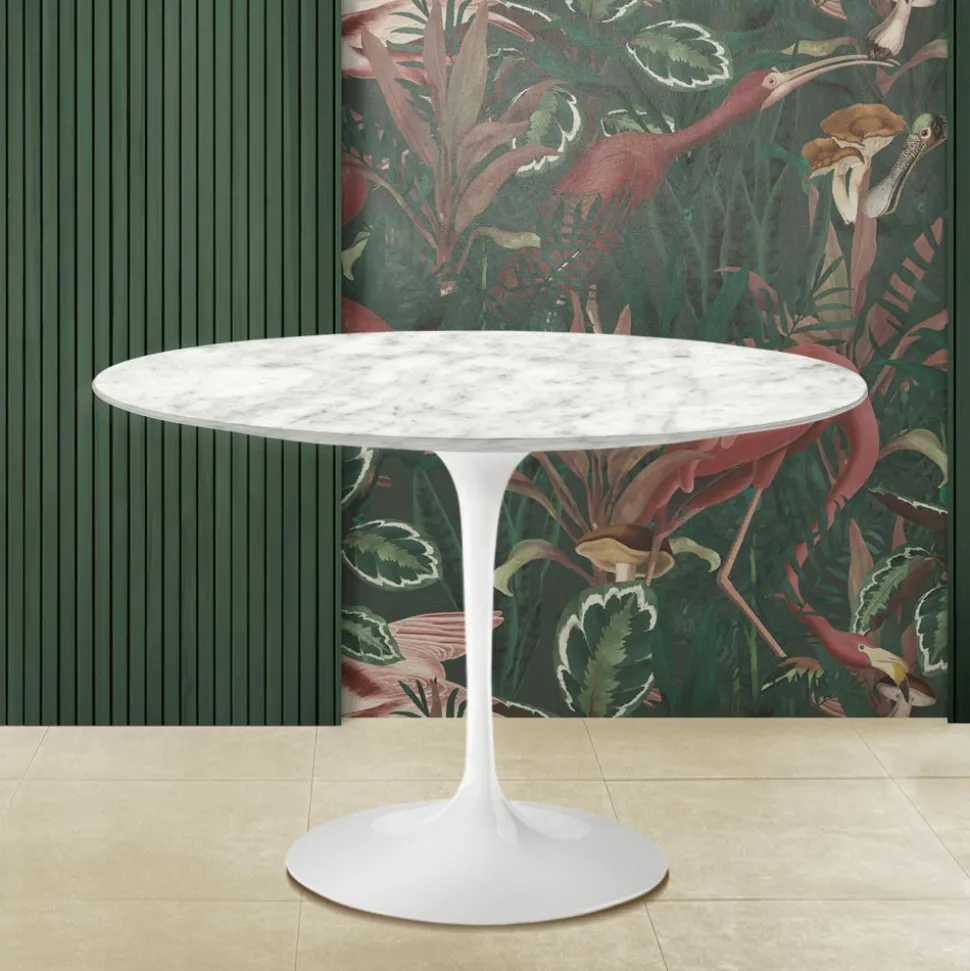 Tavolo Tulip Eero Saarinen H 74 Rotondo con Piano in Marmo di Carrara Made in Italy - Scarlet