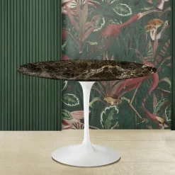 Tavolo Tulip Eero Saarinen H 74 Rotondo in Marmo Emperador Dark Made in Italy - Scarlet