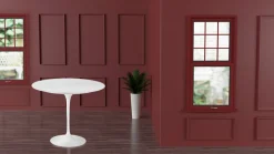 Tavolo Tulip Eero Saarinen H 74 Rotondo in Laminato Liquido Bianco Made in Italy - Scarlet