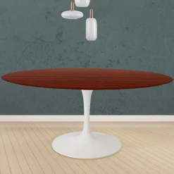 Tavolo Tulip Eero Saarinen H 74 Rotondo in Rovere Tinto Palissandro Made in Italy - Scarlet