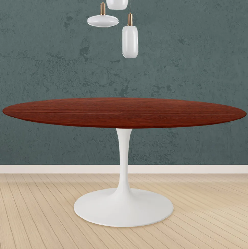 Tavolo Tulip Eero Saarinen H 74 Rotondo in Rovere Tinto Palissandro Made in Italy - Scarlet