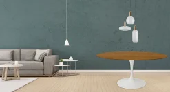 Tavolo Tulip Eero Saarinen H 74 Rotondo in Rovere Tinto Noce Chiaro Made in Italy - Scarlet