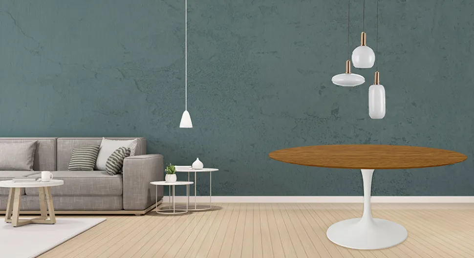 Tavolo Tulip Eero Saarinen H 74 Rotondo in Rovere Tinto Noce Chiaro Made in Italy - Scarlet
