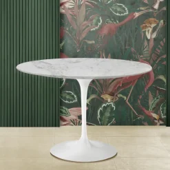 Tavolo Tulip Eero Saarinen H 74 Rotondo in Marmo Arabescato Made in Italy - Scarlet