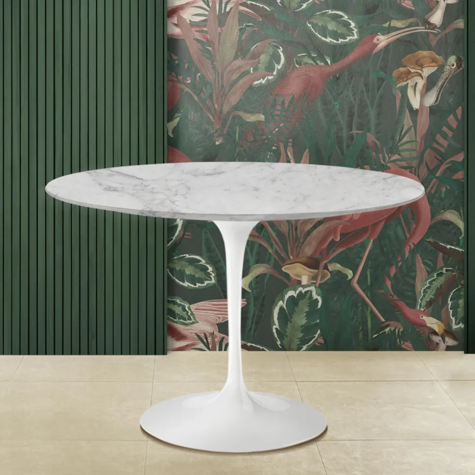 Tavolo Tulip Eero Saarinen H 74 Rotondo in Marmo Arabescato Made in Italy - Scarlet