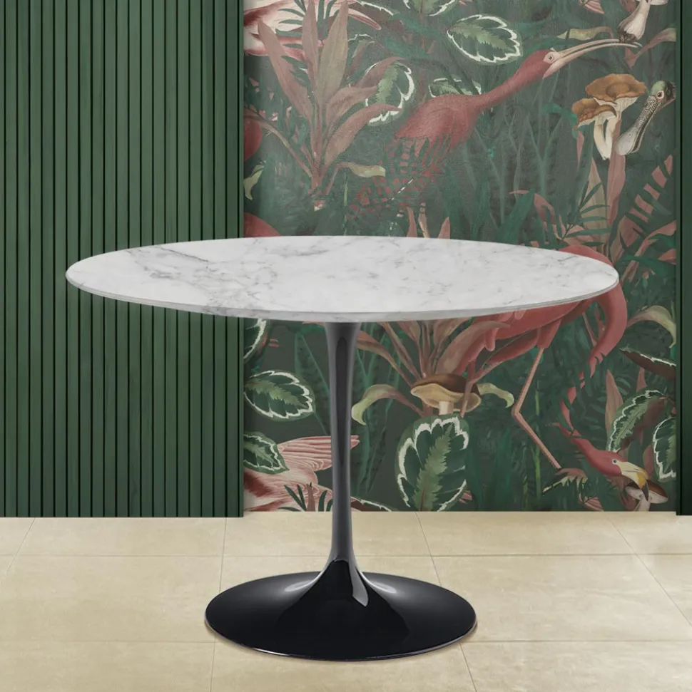 Tavolo Tulip Eero Saarinen H 74 Rotondo in Marmo Arabescato Made in Italy - Scarlet