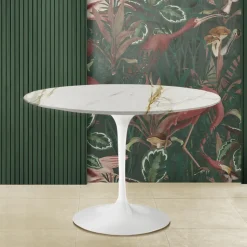 Tavolo Tulip Eero Saarinen H 74 Rotondo in Marmo Calacatta Oro Made in Italy - Scarlet