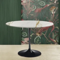 Tavolo Tulip Eero Saarinen H 74 Rotondo in Marmo Calacatta Oro Made in Italy - Scarlet