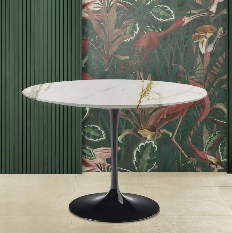 Tavolo Tulip Eero Saarinen H 74 Rotondo in Marmo Calacatta Oro Made in Italy - Scarlet