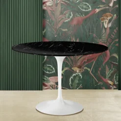 Tavolo Tulip Eero Saarinen H 74 Rotondo in Marmo Nero Marquinia Made in Italy - Scarlet