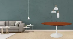 Tavolo Tulip Eero Saarinen H 74 Rotondo in Rovere Tinto Ciliegio Made in Italy - Scarlet