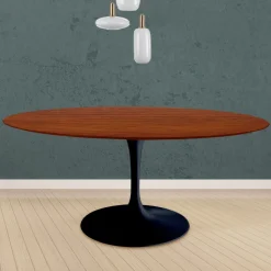 Tavolo Tulip Eero Saarinen H 74 Rotondo in Rovere Tinto Ciliegio Made in Italy - Scarlet