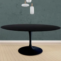 Tavolo Tulip Eero Saarinen H 74 Rotondo in Rovere Tinto Nero Made in Italy - Scarlet